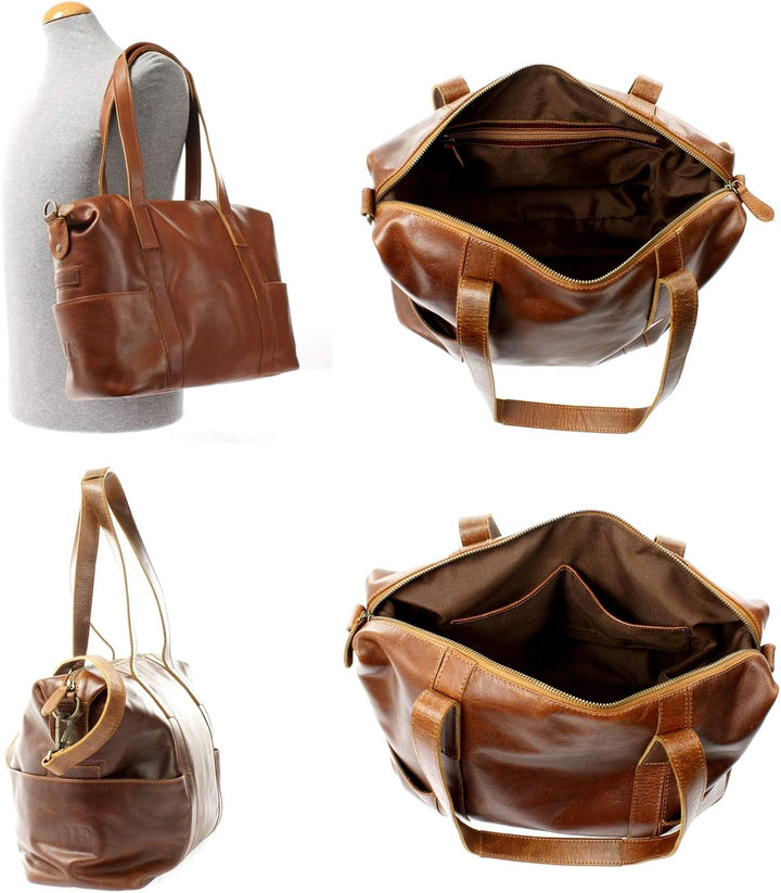 LECONI Shopper Vintage-Look Damen Henkeltasche Schultertasche Echt-Leder Natur Damentasche Ledertasc