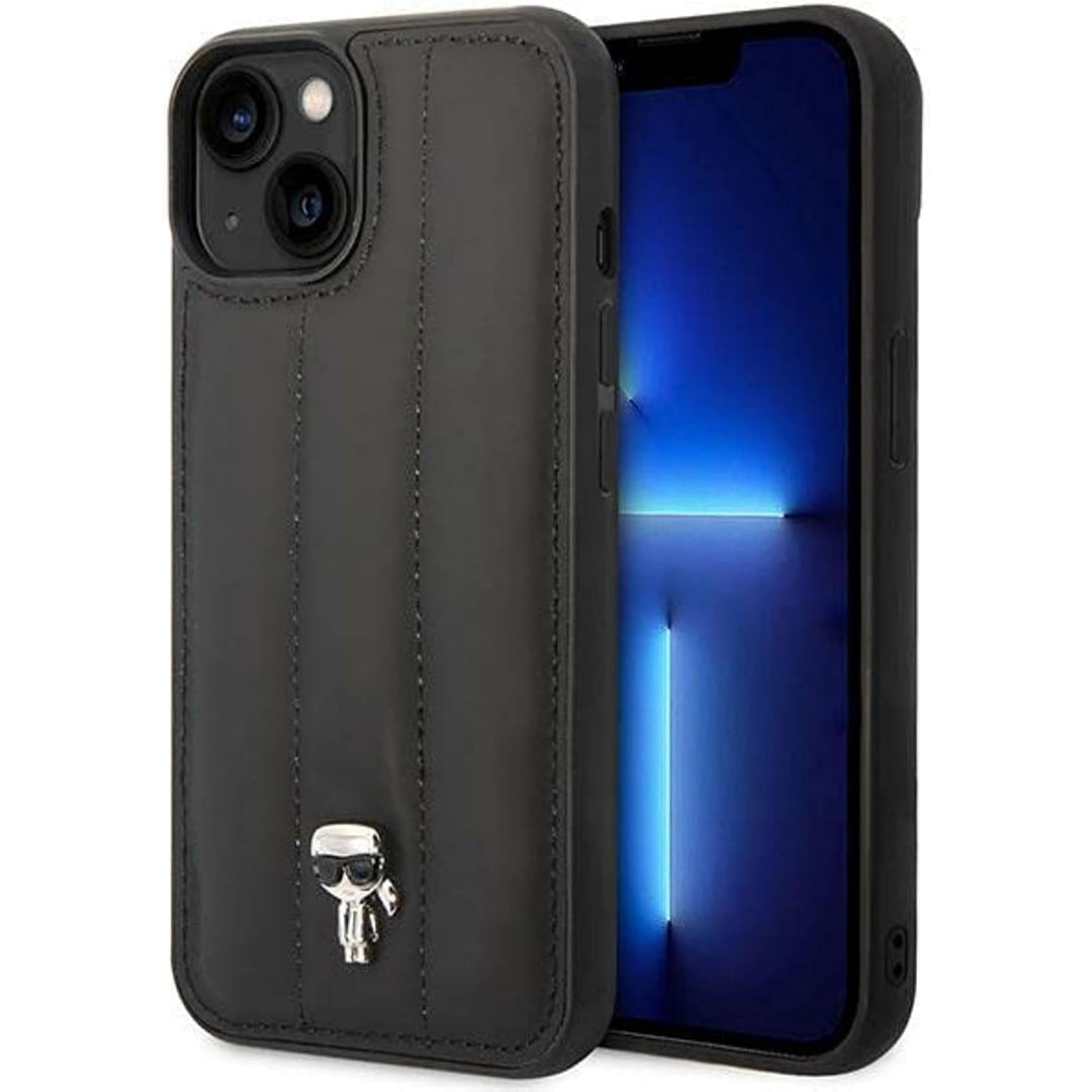KARL LAGERFELD KLHCP14SPSQPK hülle für iPhone 14 6,1" hardcase schwarz/Black Puffy Ikonik Pin