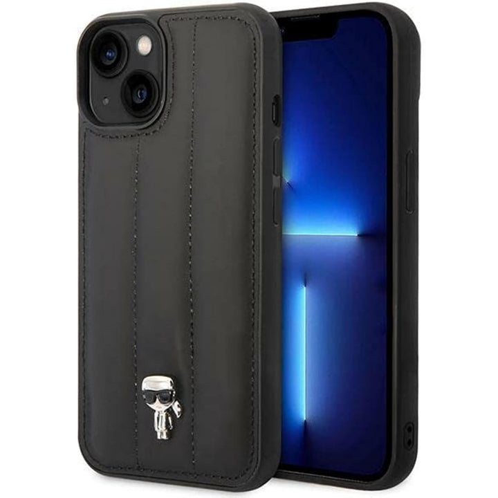 KARL LAGERFELD KLHCP14SPSQPK hülle für iPhone 14 6,1" hardcase schwarz/Black Puffy Ikonik Pin