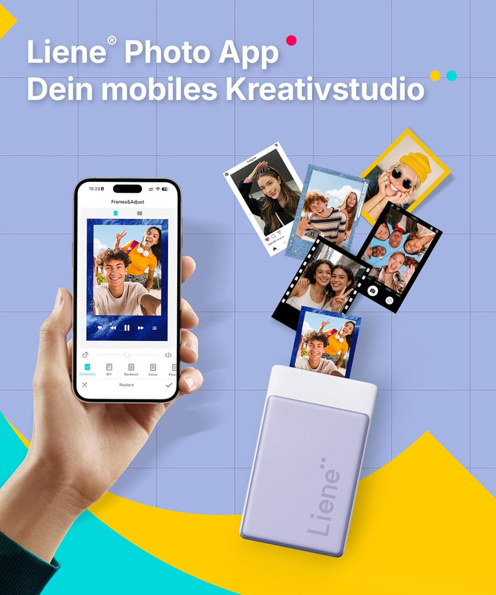 Liene Pearl N200 Pro Tragbarer Mini Fotodrucker mit Farbsublimation – Inkl. 50 selbstklebende Fotos