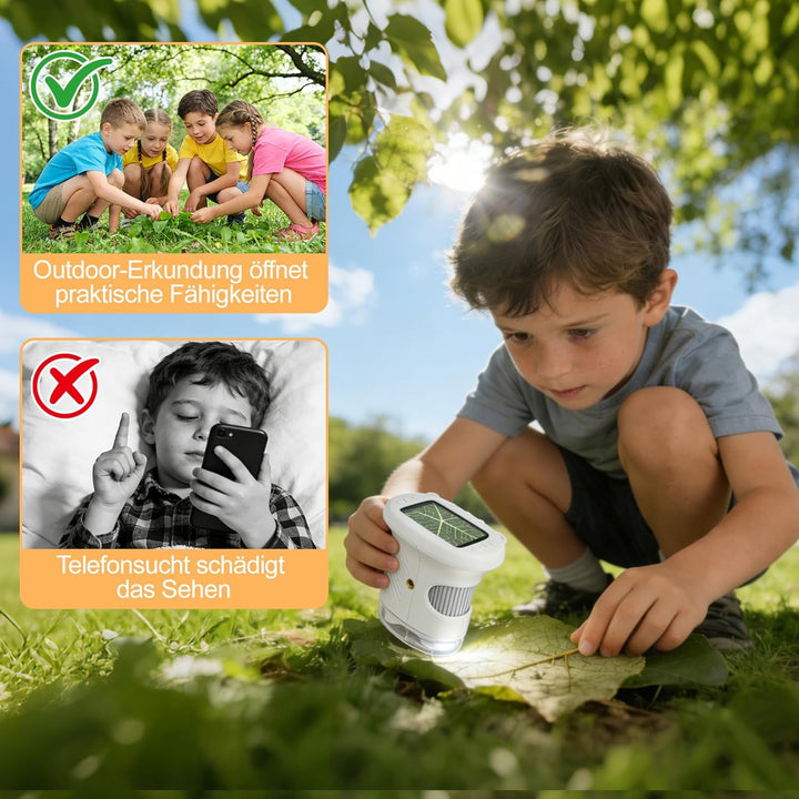 Handmikroskop für Kinder - 1080P HD 2.0" Bildschirm Mikroskop, Mini Tragbare Digitales Mikroskop mit