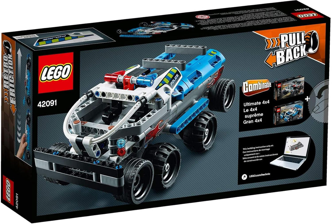 Lego 42091 Technic Polizei-Verfolgungsjagd, Spielzeugauto mit Rückziehmotor, Bauset für Jungen und M