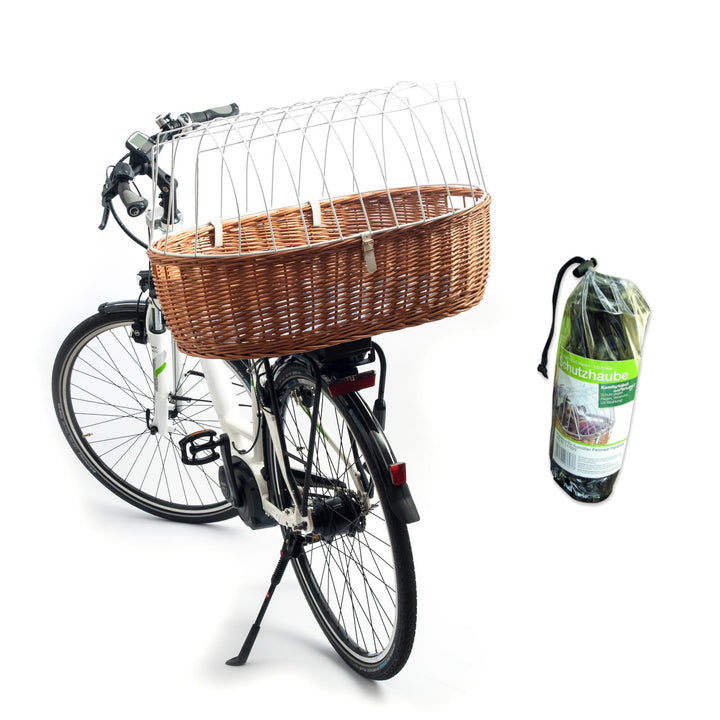 Aumüller Fahrrad-Transportkorb für Hunde, L: 72 cm + Schutzhaube - Gepäckträgermontage