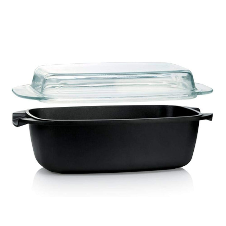 Tescoma Premium Bräter 39 x 22 x 17 cm I Antihaft, Spezialboden, Vielseitiger Glasdeckel I Universel
