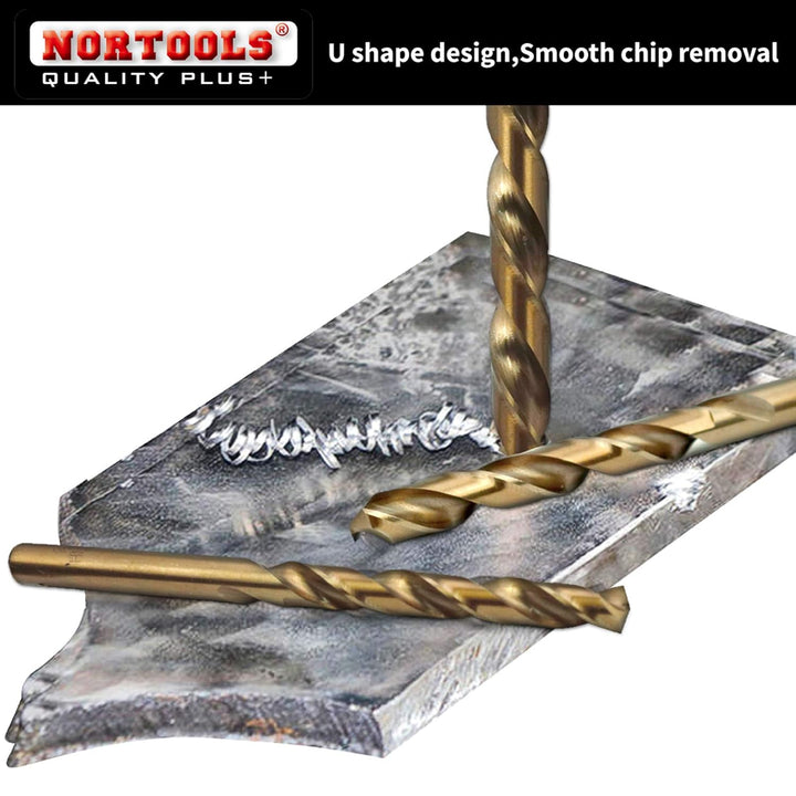 NORTOOLS Metallbohrer HSS M35 Cobalt 5% gehört geschliffenes Bohrset DIN338 1,0-10 mm Einheitsgrösse