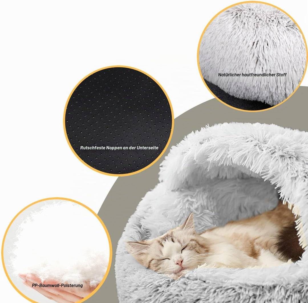 YUDANSI Katzenbett, 40cm Überdachtes Hundebett Katzenhöhlenbett Donut für Kätzchen welpen, Plüsch Ku