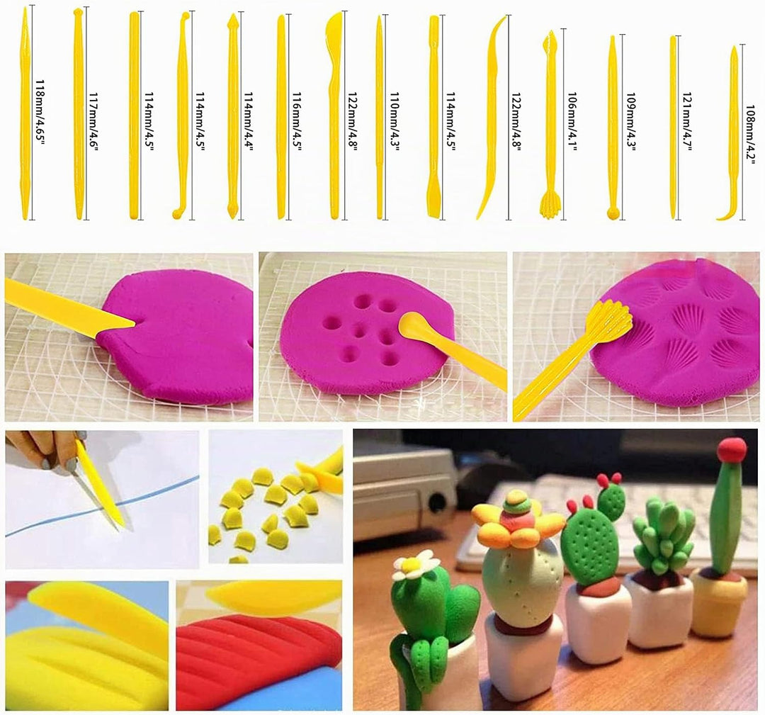 Allazone 25 Stück Polymer Clay Tools Set Modellierwerkzeug Set, Acryl Ton Roller mit Acrylplatten Tr