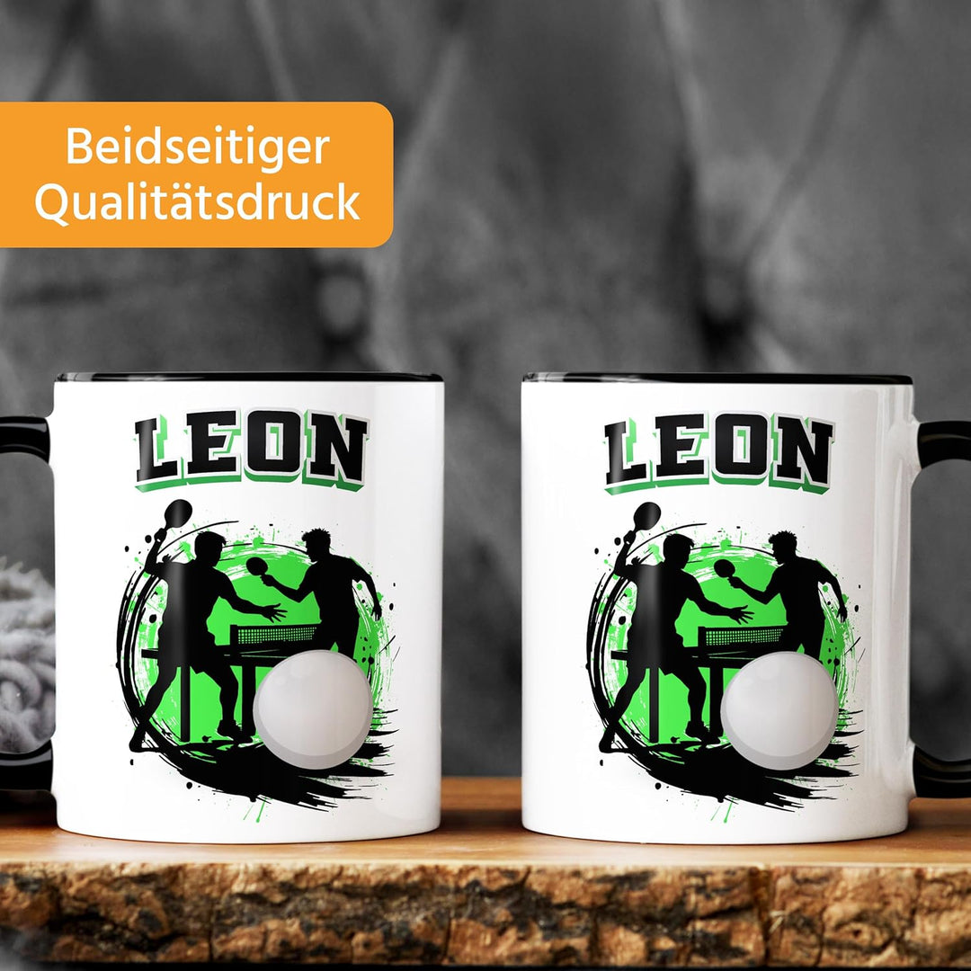 MoonWorks® Kindertasse Tischtennis Design Tasse Lieblingssport personalisiert mit Name Geschenkidee