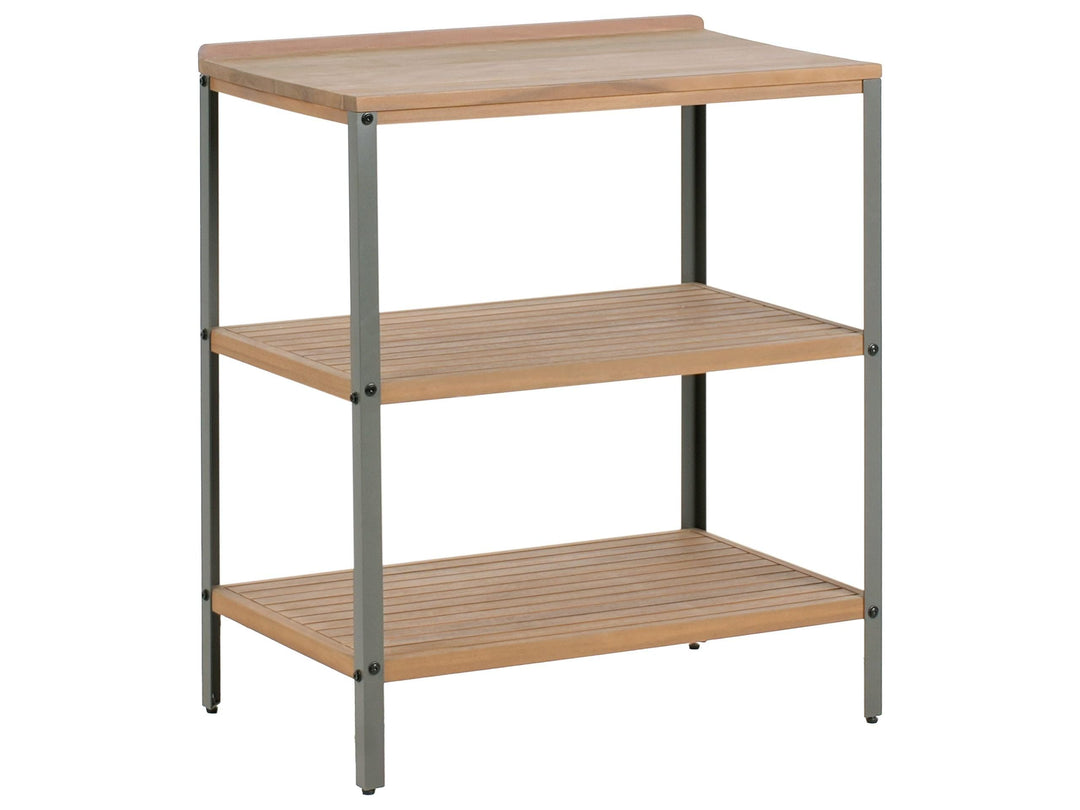 Beliani Outdoor-Kücheninsel zertifiziertes Holz braun breit 50x80 cm mit Regalen Ivrea