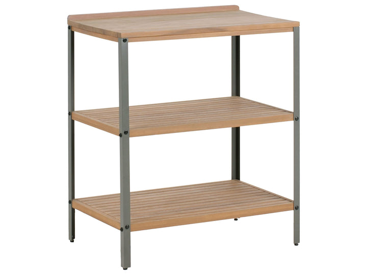 Beliani Outdoor-Kücheninsel zertifiziertes Holz braun breit 50x80 cm mit Regalen Ivrea