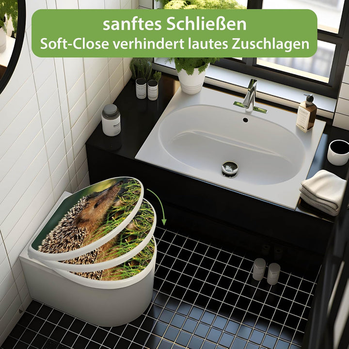 banjado Toilettendeckel mit Absenkautomatik 44,5x37cm - Soft Close Toilettensitz - WC Sitz mit Absen