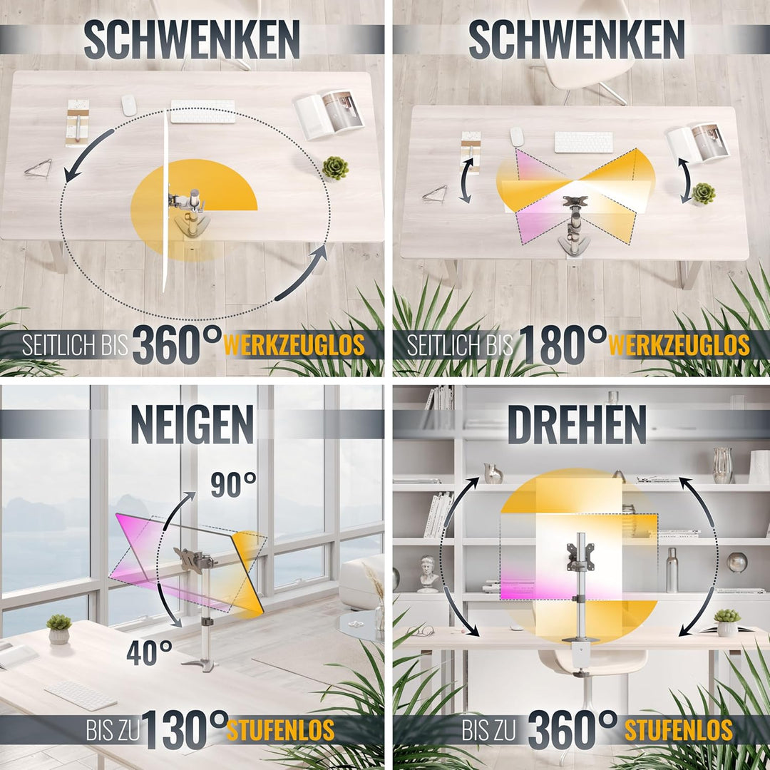 RICOO Monitor Halterung Tisch, VESA Tischhalterung für 13-30 Zoll, Monitorhalterung 1 Monitor Arm TS