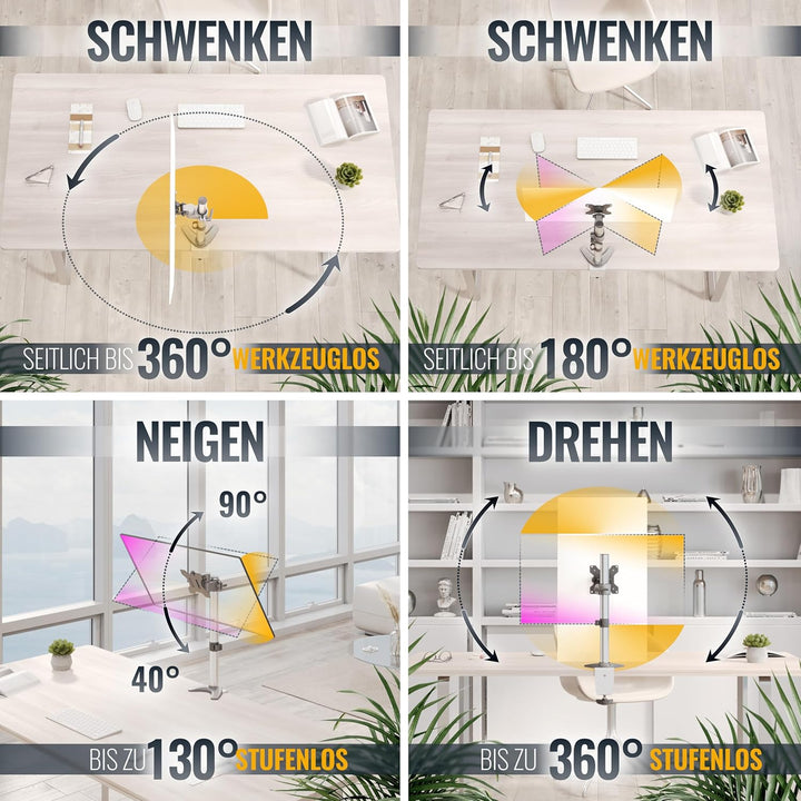 RICOO Monitor Halterung Tisch, VESA Tischhalterung für 13-30 Zoll, Monitorhalterung 1 Monitor Arm TS