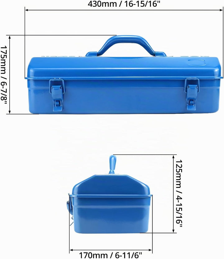 QWORK® 41cm werkzeugkiste metall, Tragbare Werkzeugaufbewahrungsbox, Mit Feststellschnalle