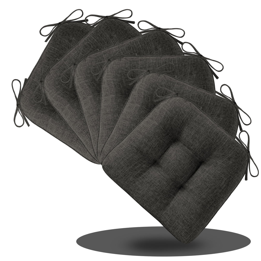 AddGrace 6er Set Sitzkissen 40 x 40 x 10cm Dunkelgrau | Weiche Stuhlkissen mit Hochwertiger Polsteru