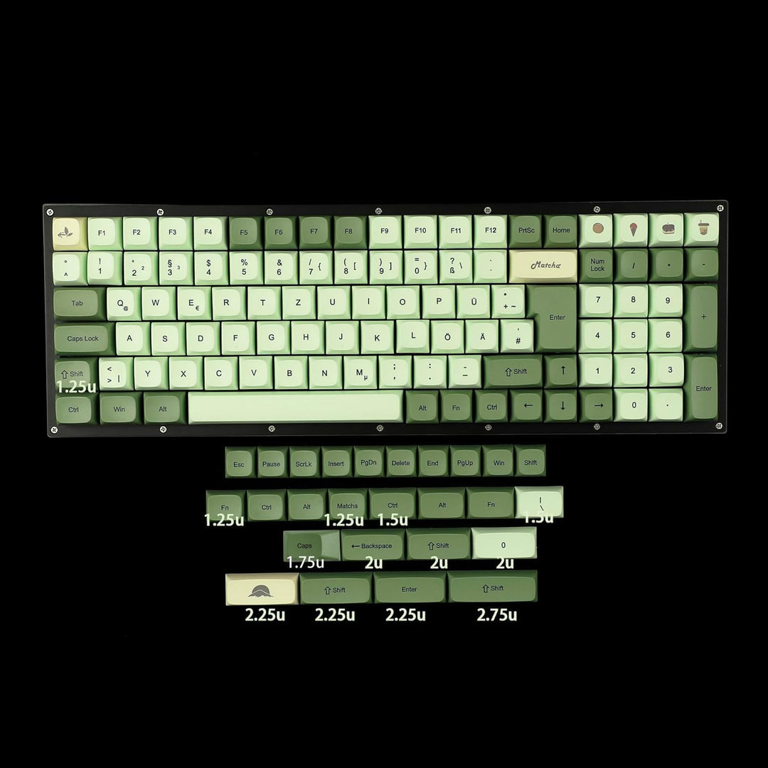 YMDK Matcha Dye Sub ZDA PBT Keycap XDA V2 Deutsch Französisch Spanien ISO Tastenkappen für MX Keyboa