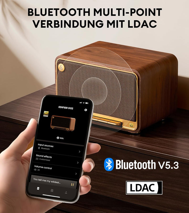 EDIFIER D32 Wireless Speaker, Hi-Res Audio, LDACAACALAC, Bluetooth V5.3, 60W(RMS), 2.1 Akustik Archi
