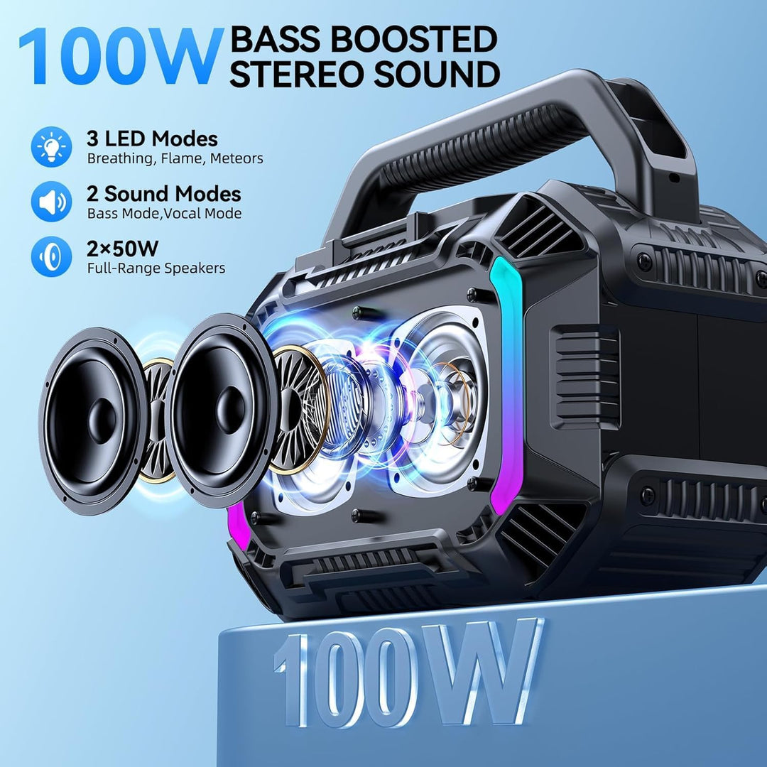 Wilody 100W Tragbare Bluetooth Lautsprecher Box,Bluetooth Lautsprecher mit Licht,Musikbox Bluetooth'