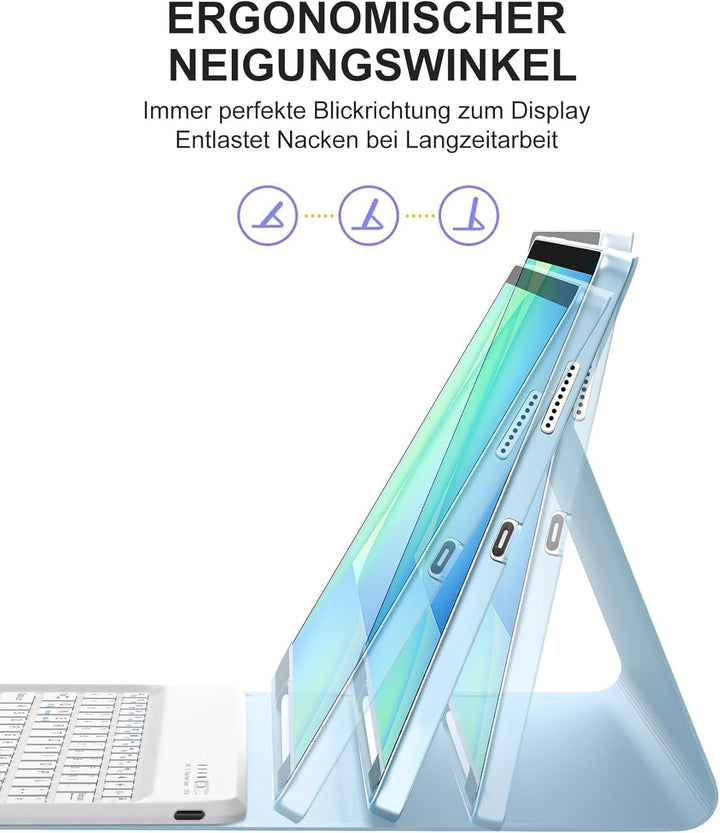 Für Galaxy Tab S10 FE+ Hülle mit Tastatur QWERTZ Deutsch – SchutzHülle für Samsung S10 FE Plus 13,1"
