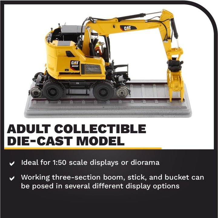 Diecast Masters 85661 - Caterpillar Zweiwegenbagger für Eisenbahn Cat M323F Rail, Massstab 1:50, ca.
