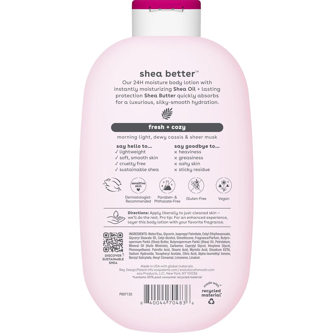 eos Shea Better Body Lotion- Fresh & Cozy, 24-Hour Moisture Skin Care, Lightweight & Non-Greasy, Mad