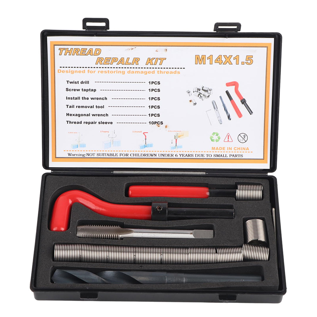 Gewindeschneidsatz, 15 Stück Gewindeeinsätze M14x1,5 Innengewinde Reparaturzubehör Sortiment Kit Boh