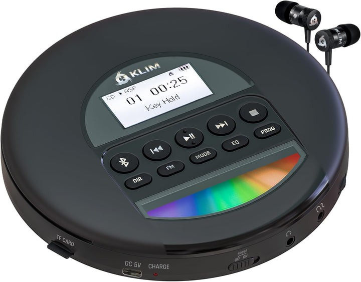 KLIM Nomad CD Player Bluetooth - tragbare Discman mit langlebigem Akku - inklusive Kopfhörer - MP3 -