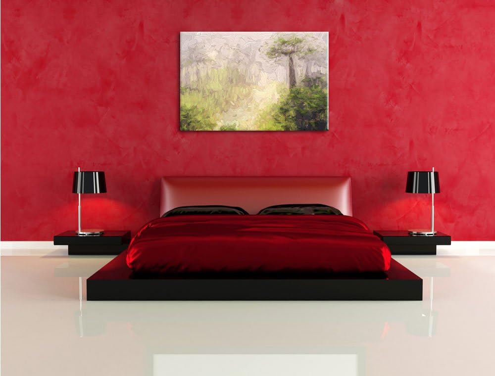 Pixxprint Mysteriöser Wald im Nebel als Leinwandbild/Grösse: 100x70 / Wandbild/Kunstdruck/fertig bes