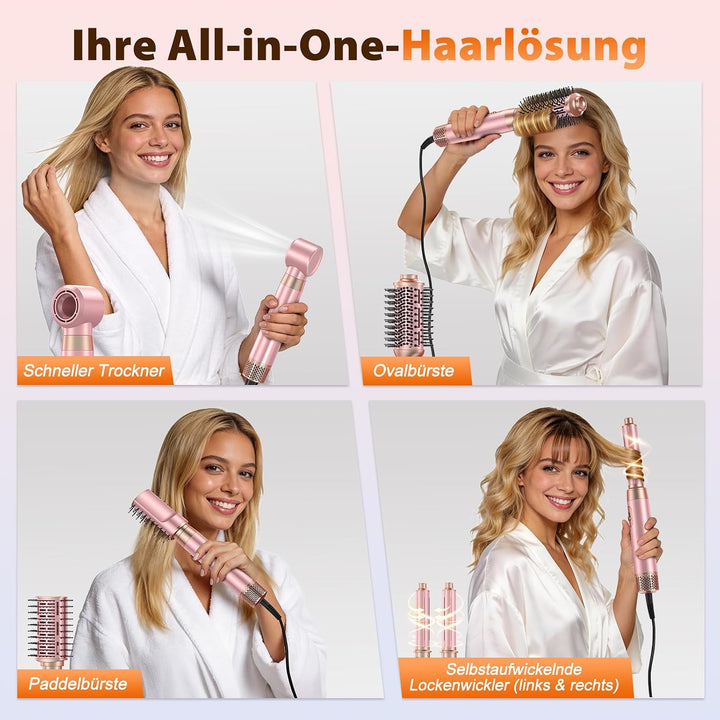 5-in-1-Föhnbürsten-Set, Upgrade-Haartrockner, Föhnbürste, Lockenwickler Automatisch und Paddelbürste