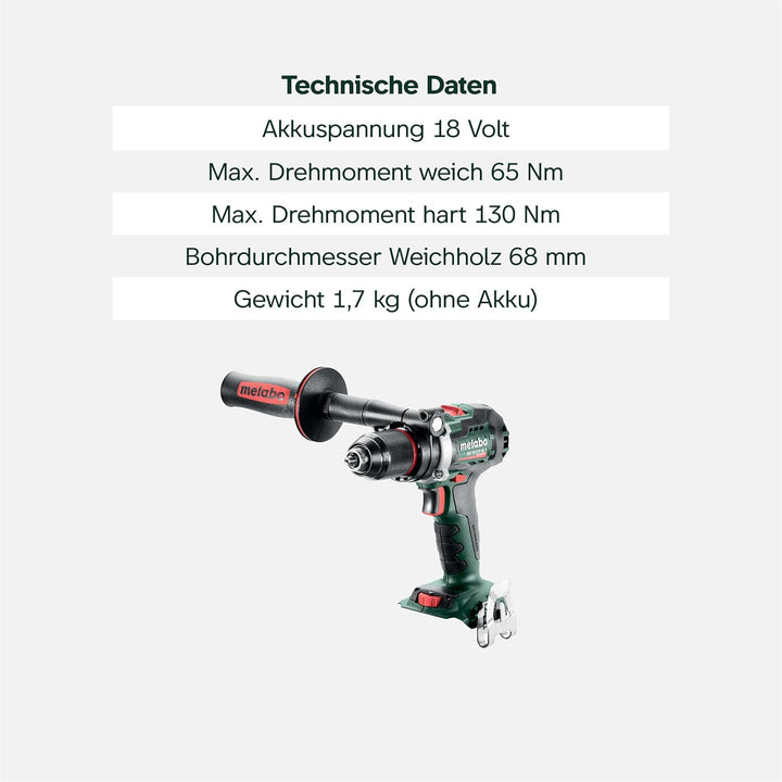 Metabo Akku-Bohrschrauber BS 18 LTX BL I – 602358840 – 18 V – Bohrschrauber mit zuschaltbarem Impuls