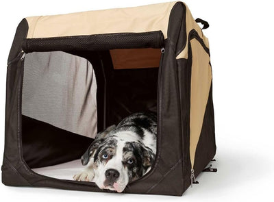 HUNTER Hundetransportbox, Autobox, strapazierfähig, zusammenklappbar, 61 x 46 x 43 cm, beige/schwarz