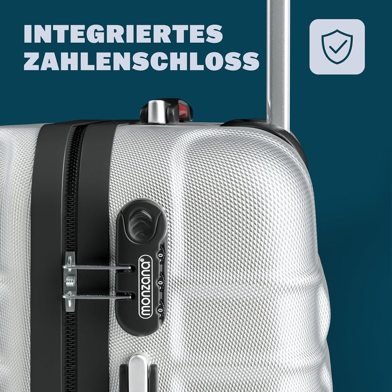 Monzana® 3tlg. Kofferset Baseline Hartschalen Koffer M-L-XL Gel-Griffe 4 Rollen Kantenschutz Schloss