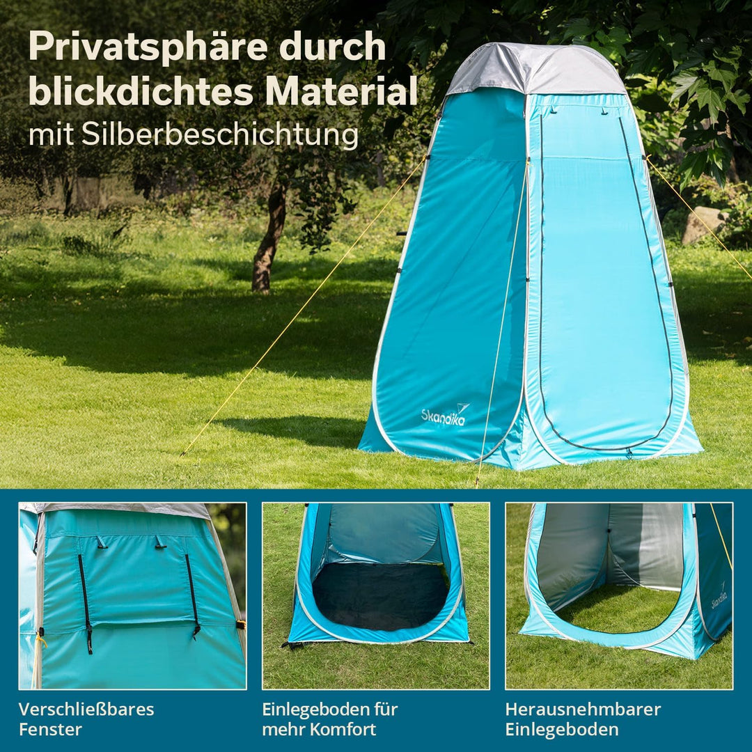 Skandika Camping Pop Up Duschzelt | Umkleidezelt mit 210 cm Stehhöhe, silberbeschichtet, Blickdicht,