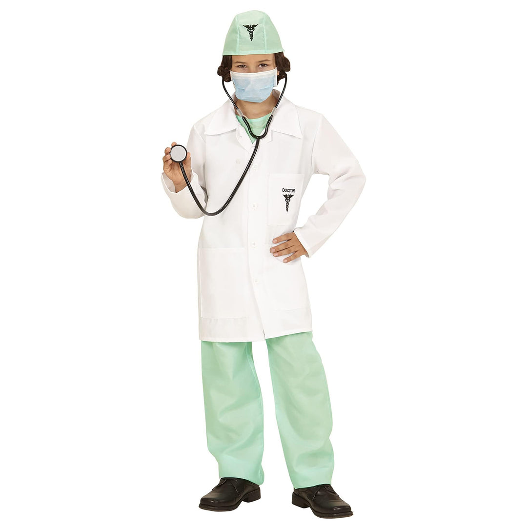 "DOCTOR" (shirt, pants, lab coat, hat, face mask, stethoscope) - (140 cm / 8-10 Years), 140