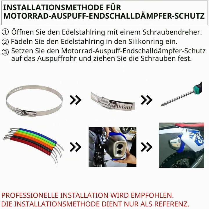 52 cm/20,47" Motorrad Auspuff Schutzring,Universeller Verstellbarer Auspuff Schutz Hitzeschutz Auspu