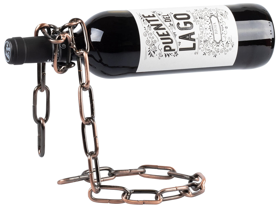 Weinflaschenhalter Ketten Design - Kupferfarbig, Metall - Weinständer Wein Aufbewahrung und Präsenta