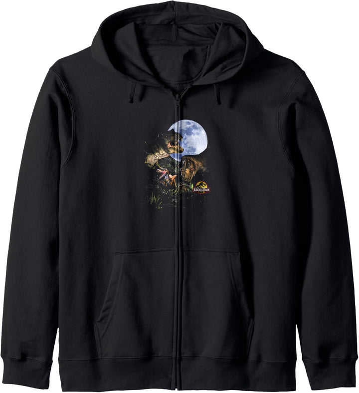Jurassic Park Group Of Dinosaurs Under The Full Moon Kapuzenjacke