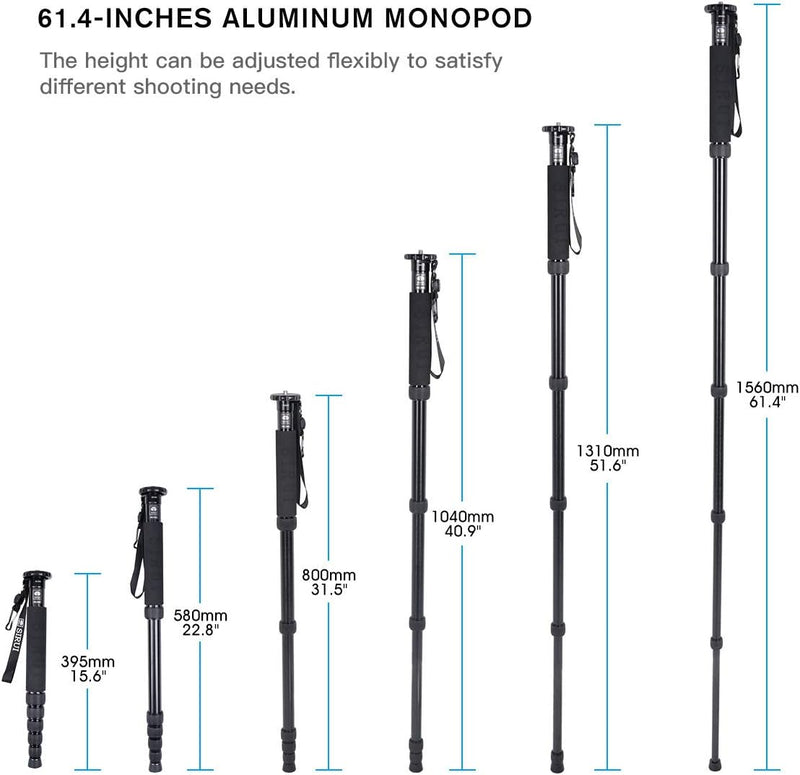 SIRUI AM-306M Camera Kamera Reise Einbeinstativ Monopod Aluminium (Höhe: 155cm, Traglast: 10kg, Gewi