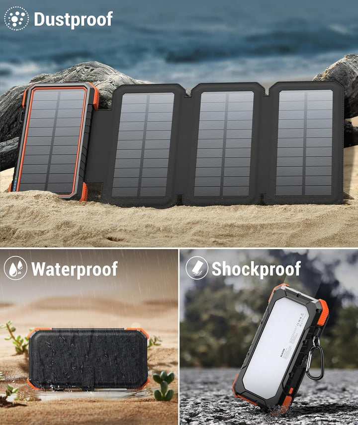 BLAVOR Solar Powerbank 20000mAh Solarladegerät mit 4 Solarpanel und USB C Ausgängen PD 18W Schnellla