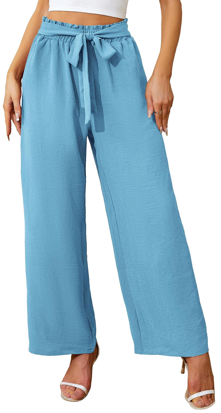 Actcat Damen Hose mit weitem Bein, leicht und elegant, elastischer Bund, Sommerhose mit Taschen, für