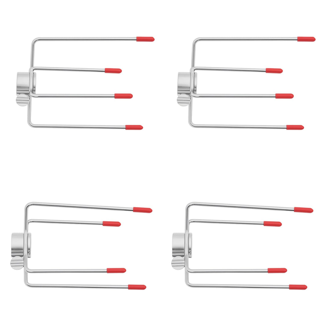 4 Fleischnadeln Edelstahl BBQ – Fleischklammer für Drehspiess, Grillspiess-Gabeln Set aus Edelstahl