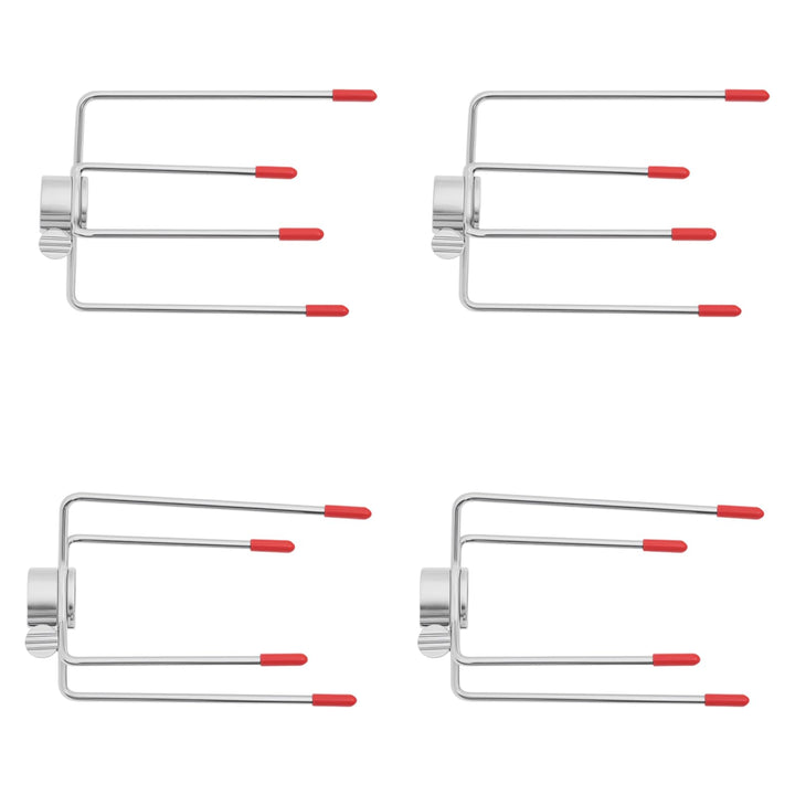4 Fleischnadeln Edelstahl BBQ – Fleischklammer für Drehspiess, Grillspiess-Gabeln Set aus Edelstahl