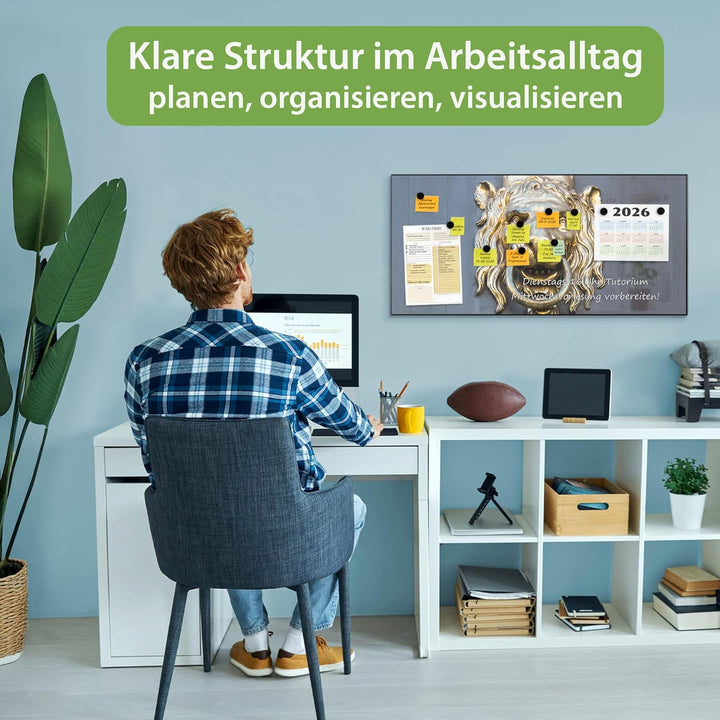 banjado Magnettafel schwarz 78 x 37cm / Magnetwand Metall/Magnetpinnwand als Memoboard/Pinnwand Magn