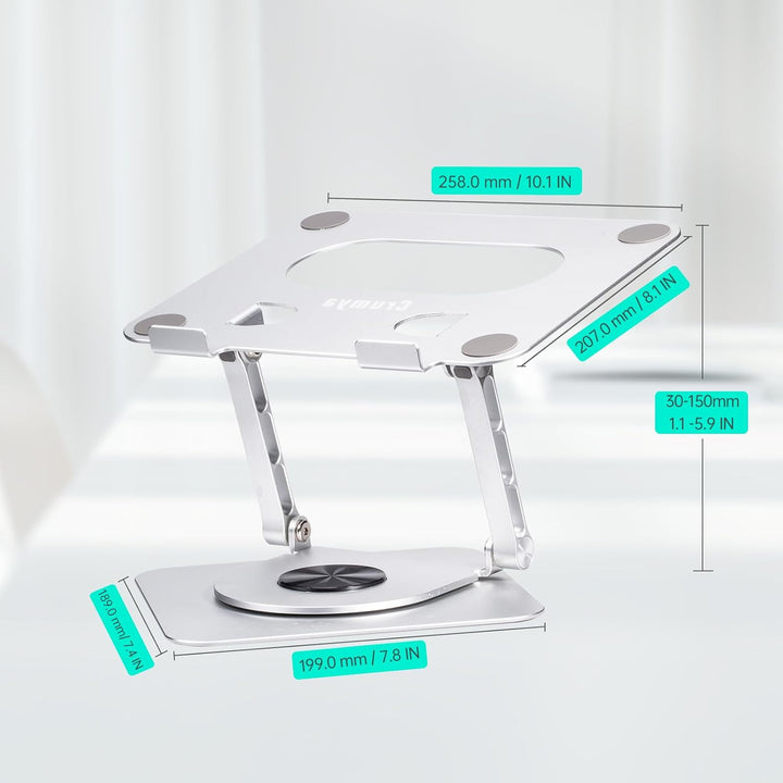 Crumya Laptop Ständer – Ständer aus Aluminiumlegierung,360 Grad Drehbar,PC,Faltbar,Ergonomisch,Höhe