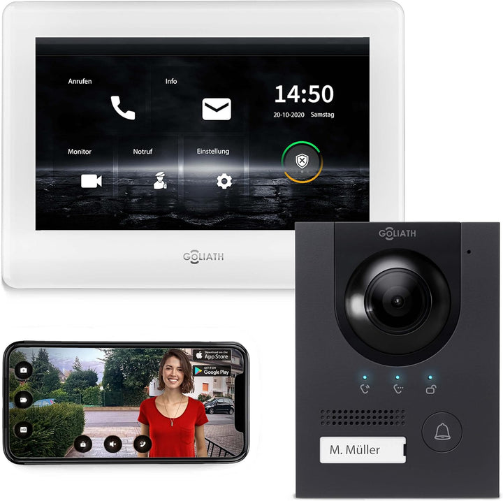 Goliath IP - Aufputz | Video Türsprechanlage | 2MP | Anthrazit Türstation | 180° Ultra Weitwinkel Ob