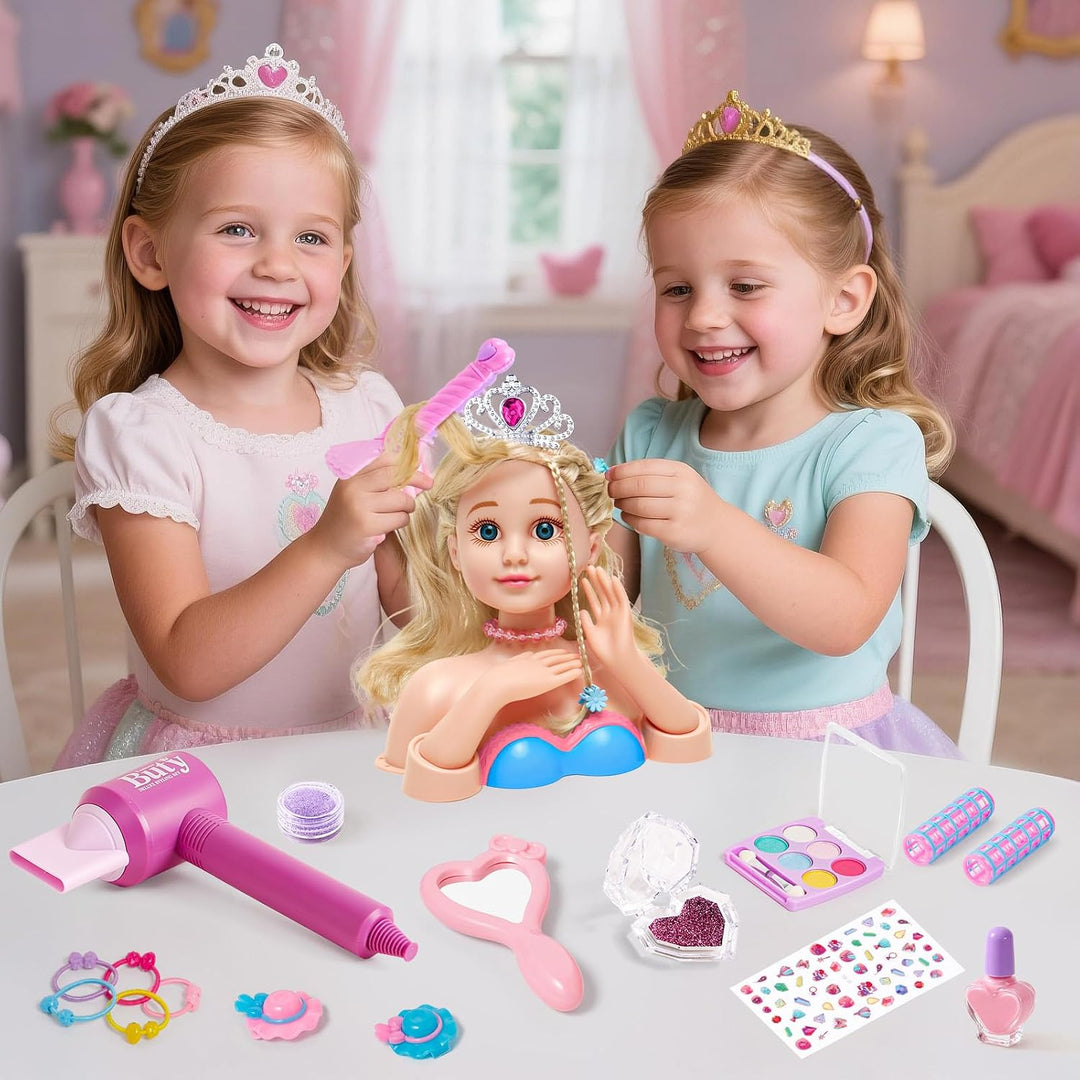 G.C Schminkpuppe Frisierkopf für Kinder Mädchen Spielzeug mit Schminkkopf Haartrockner Nagellack Kin