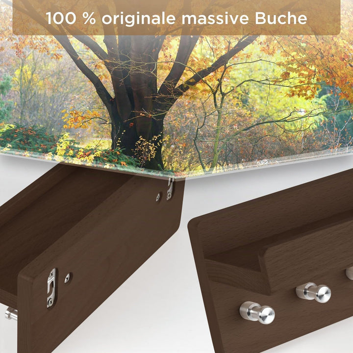 Schlüsselbrett Holz mit Ablage, schlüsselkasten Holz,Schlüsselhalter mit Edelstahlhaken,Schlüsselabl