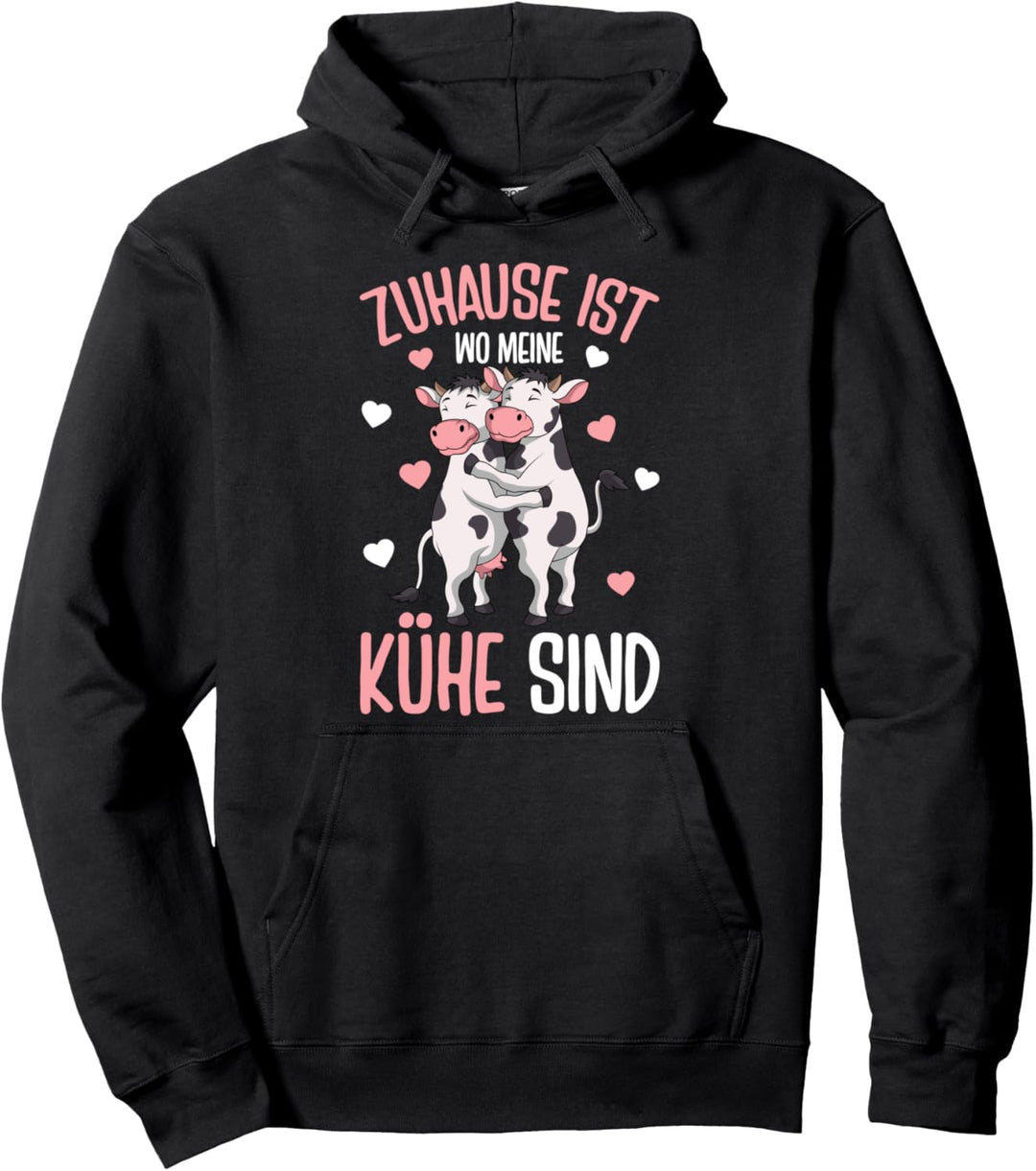 Zuhause ist wo meine Kühe sind Kuh Landwirtin Kinder Mädchen Pullover Hoodie