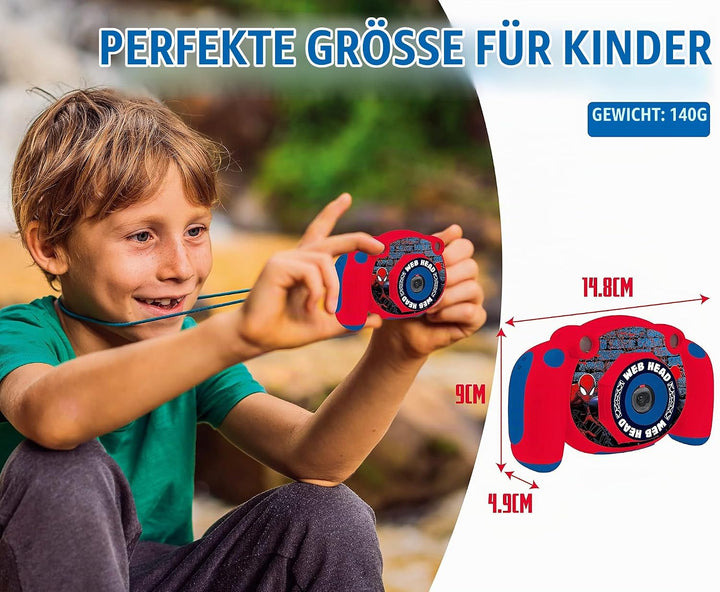 Lexibook DJ080SP Spiderman-Kinder-Digitalkamera mit Foto-und Videofunktion, Spiele, Rot/blau Spider-