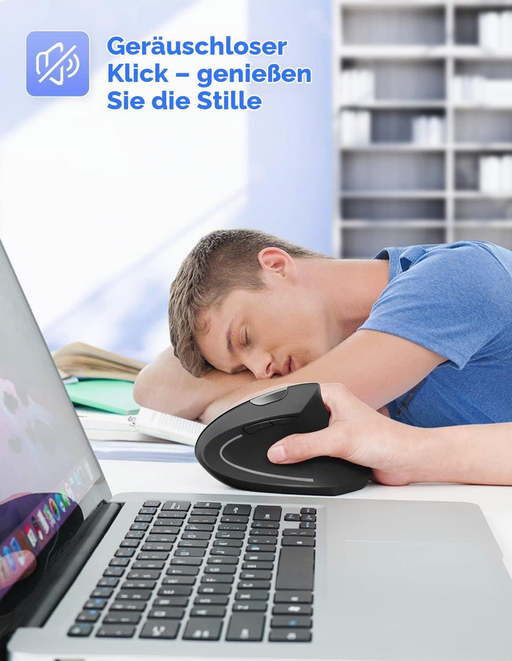 TECKNET Wireless Vertikale Ergonomische Maus 4800 DPI Schwarz, 4800 DPI Schwarz
